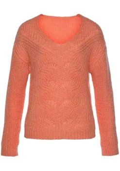 Pullover|LASCANA Ajourpullover Papaya