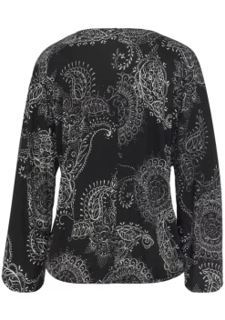 Damenshirts|Vivance 3/4-Arm-Shirt Schwarz-Weis Bedruckt