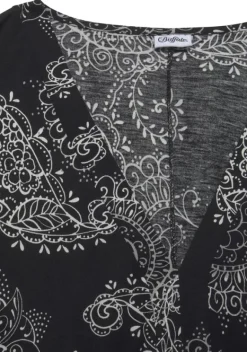 Damenshirts|Vivance 3/4-Arm-Shirt Schwarz-Weis Bedruckt