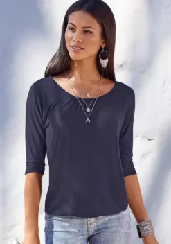 Damenshirts|LASCANA 3/4-Arm-Shirt Navy