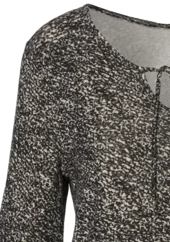 Damenshirts|LASCANA 3/4-Arm-Shirt Schwarz-Bedruckt