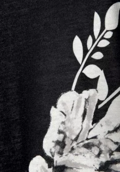 Damenshirts|LASCANA 3/4-Arm-Shirt Schwarz-Weis-Bedruckt