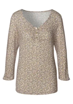 Damenshirts|Vivance 3/4-Arm-Shirt Rose-Bedruckt