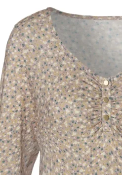 Damenshirts|Vivance 3/4-Arm-Shirt Rose-Bedruckt