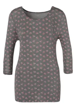 Damenshirts|LASCANA 3/4-Arm-Shirt Dunkelgrau