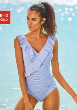 Badeanzuge|LASCANA Badeanzug Gestreift-Blau-Weis