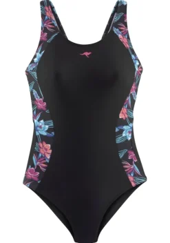 Badeanzuge|KangaROOS Badeanzug"Agave" Schwarz-Bedruckt