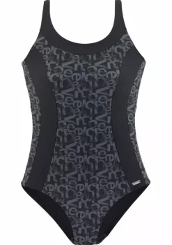 Badeanzuge|Venice Beach Badeanzug"Karibik" Schwarz-Bedruckt