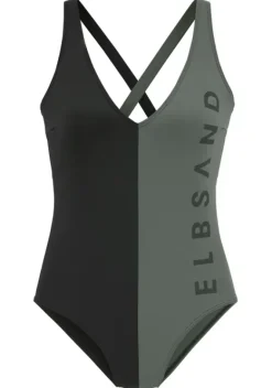Badeanzuge|Elbsand Badeanzug"Maxima" Schwarz-Oliv