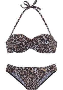 Grose Cups|LASCANA Bandeau-Bikini"Raubi" Braun-Bedruckt