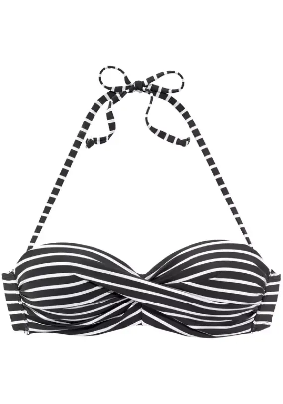 Grose Cups|s.Oliver Bandeau-Bikini-Top"Hill" Schwarz-Weis-Gestreift