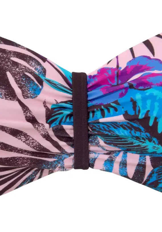 Grose Cups|Venice Beach Bandeau-Bikini-Top"Marly" Rosa-Bedruckt