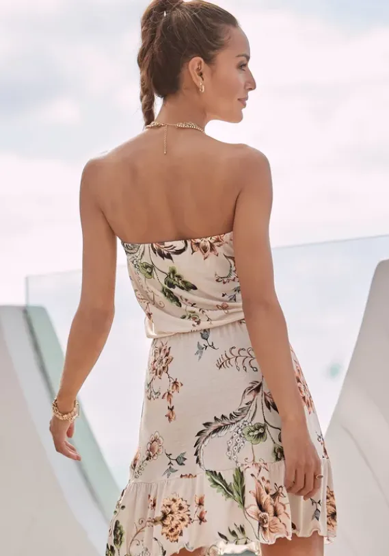 Kurze Kleider|Buffalo Bandeaukleid Beige-Bedruckt