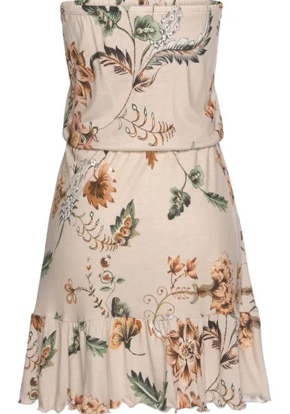 Kurze Kleider|Buffalo Bandeaukleid Beige-Bedruckt