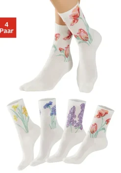 Socken|LASCANA Basicsocken 4X Ecru
