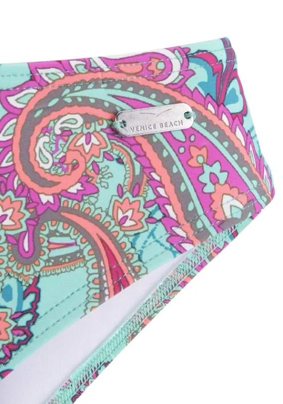 Nachhaltige Bademode|Venice Beach Bikini-Hose"Paislee" Mint-Bedruckt