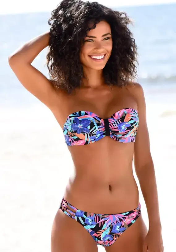 Bikini-Unterteile|Bench. Bikini-Hose"Pitch" Schwarz-Bedruckt