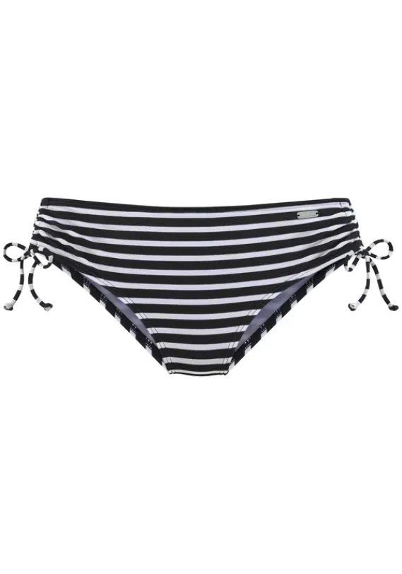 Bikini-Unterteile|Venice Beach Bikini-Hose"Summer" Schwarz-Weis-Gestreift