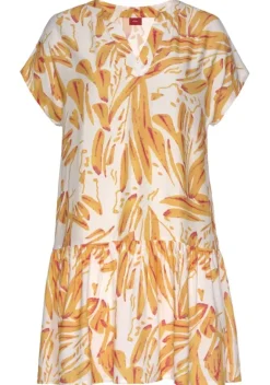 Kurze Kleider|s.Oliver Blusenkleid Orange-Creme-Bedruckt