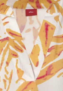 Kurze Kleider|s.Oliver Blusenkleid Orange-Creme-Bedruckt