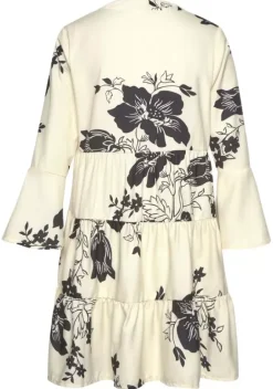 Kurze Kleider|LASCANA Blusenkleid Creme-Schwarz