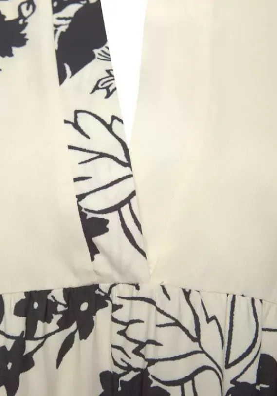 Kurze Kleider|LASCANA Blusenkleid Creme-Schwarz