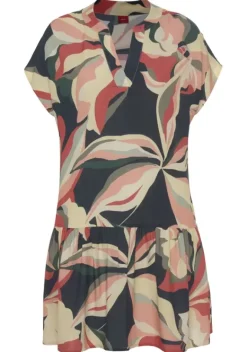 Kurze Kleider|s.Oliver Blusenkleid Marine-Koralle Bedruckt