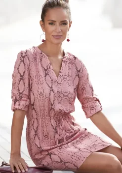 Kurze Kleider|Buffalo Blusenkleid Rose-Bedruckt