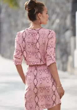 Kurze Kleider|Buffalo Blusenkleid Rose-Bedruckt