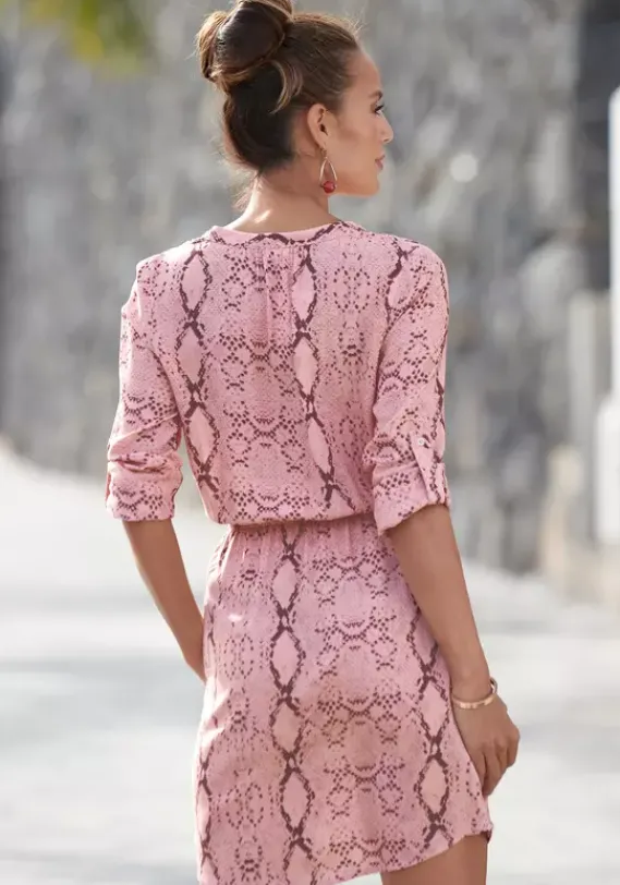 Kurze Kleider|Buffalo Blusenkleid Rose-Bedruckt