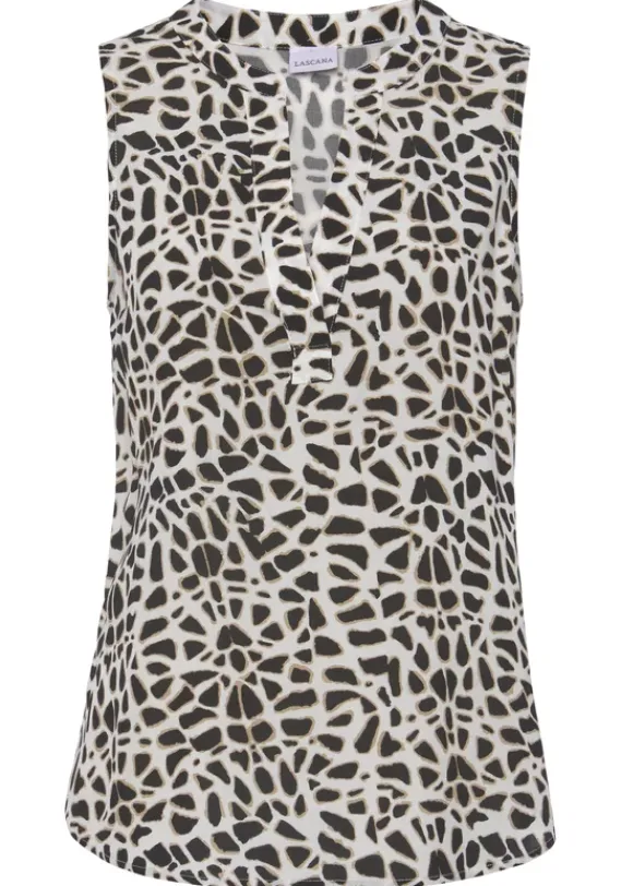 Strandmode|LASCANA Blusentop Creme-Schwarz