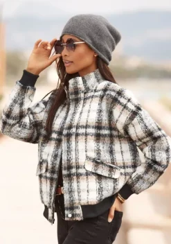 Jacken & Mantel|Buffalo Bomberjacke Creme-Braun-Schwarz