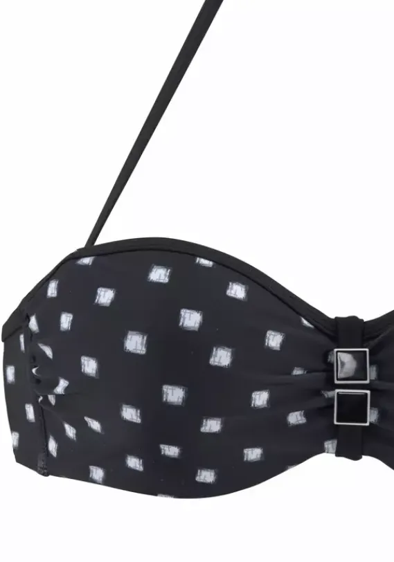 Grose Cups|LASCANA Bugel-Bandeau-Bikini Schwarz-Weis