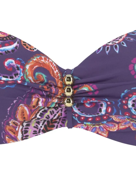 Grose Cups|Vivance Bugel-Bandeau-Bikini"Cura" Lila-Bedruckt