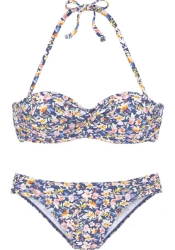 Nachhaltige Bademode|Buffalo Bugel-Bandeau-Bikini"Tara" Blau-Bedruckt