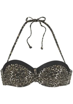 Grose Cups|LASCANA Bugel-Bandeau-Bikini-Top"Adele" Schwarz-Leo