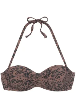 Grose Cups|LASCANA Bugel-Bandeau-Bikini-Top"Asha" Braun-Schwarz