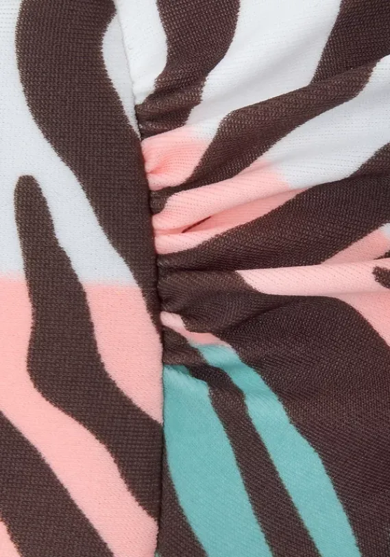 Grose Cups|Venice Beach Bugel-Bandeau-Bikini-Top"Maia" Turkis-Bedruckt