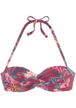 Grose Cups|s.Oliver Bugel-Bandeau-Bikini-Top"Marika" Rostrot-Bedruckt