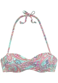 Grose Cups|Venice Beach Bugel-Bandeau-Bikini-Top"Paislee" Mint-Bedruckt