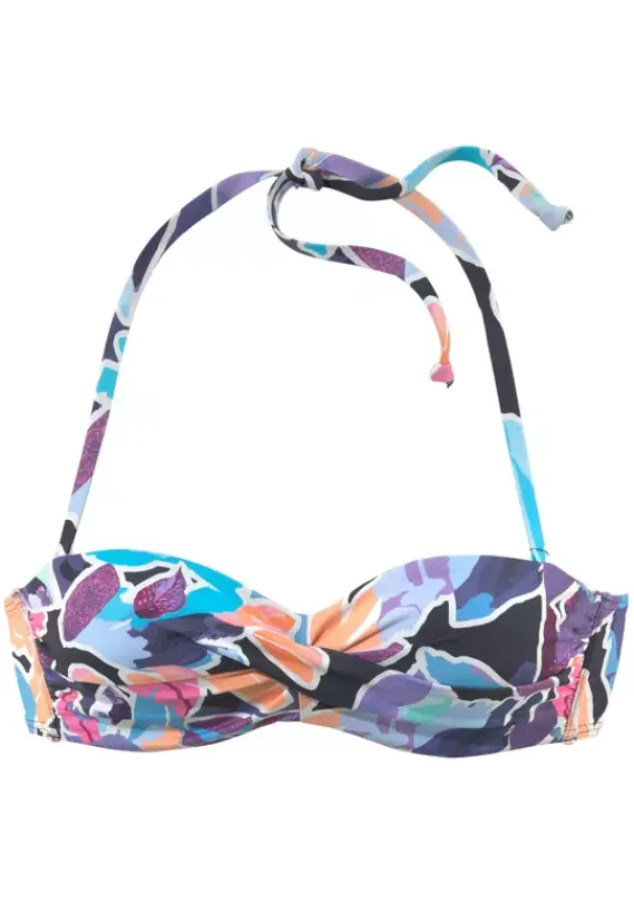 Bikini-Oberteile|Sunseeker Bugel-Bandeau-Bikini-Top"Tahiti" Marine-Bedruckt