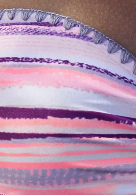 Grose Cups|Venice Beach Bugel-Bandeau-Bikini"Violet" Lachs-Bedruckt