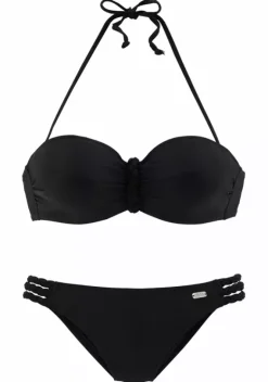 Grose Cups|Buffalo Bugel-Bandeau-Bikini"Zopf" Schwarz
