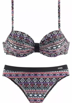 Grose Cups|LASCANA Bugel-Bikini Schwarz-Bunt