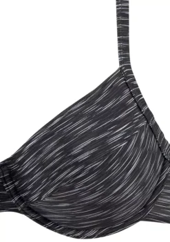 Grose Cups|KangaROOS Bugel-Bikini Schwarz-Bedruckt