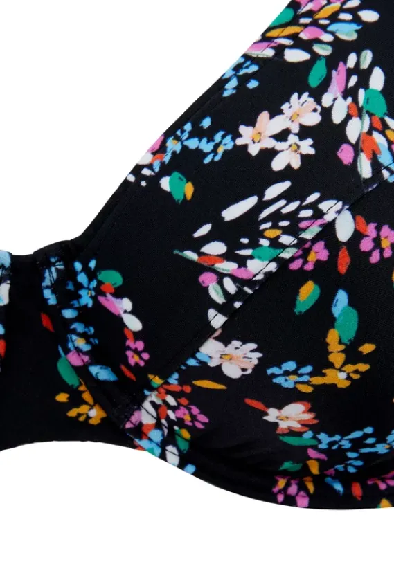 Grose Cups|petite fleur Bugel-Bikini Schwarz-Bedruckt