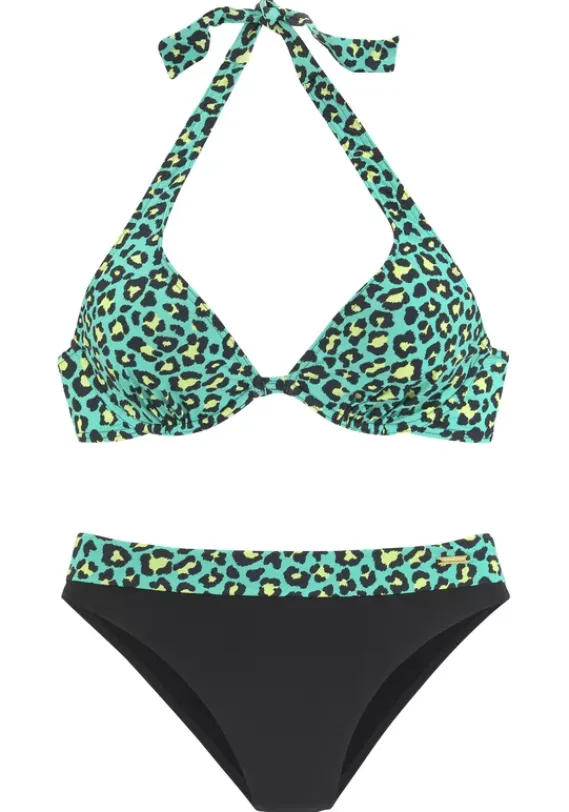 Grose Cups|Bruno Banani Bugel-Bikini"Balu" Turkis-Bedruckt