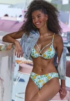 Nachhaltige Bademode|Buffalo Bugel-Bikini"Capri" Mint-Orange Bedruckt