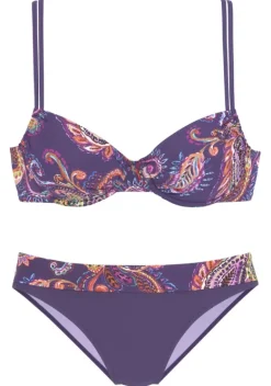 Grose Cups|Vivance Bugel-Bikini"Cura" Lila-Bedruckt