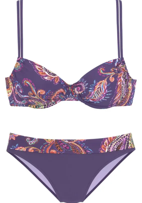 Grose Cups|Vivance Bugel-Bikini"Cura" Lila-Bedruckt
